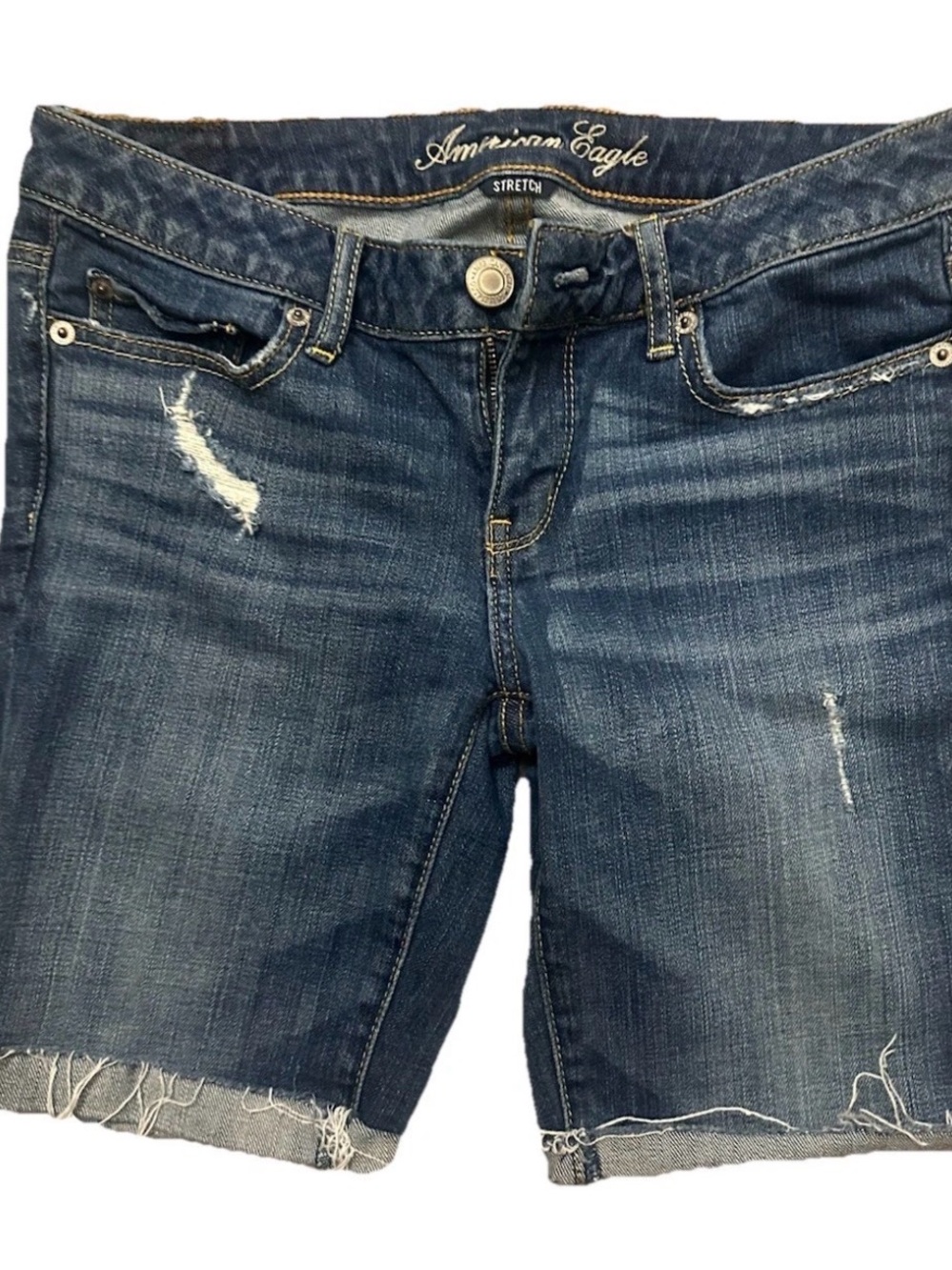 American Eagle Outfitters Women's Blue Distressed cut off Denim Shorts